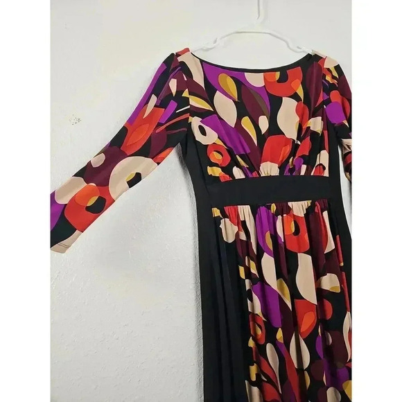 Maggy London Multicolor Long Sleeve A Line Dress Size 6 - Picture 2 of 6